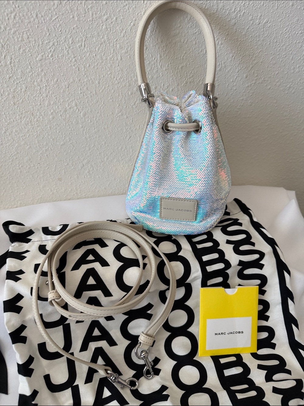 Marc Jacobs Iridescent Pearl Mini Bucket Bag with Cream Trim